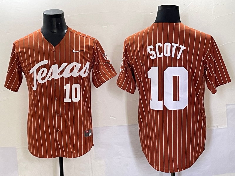 Men Texas Longhorns #10 Scott brown Nike joint Name NCAA 2025 Jersey style 29->ncaa teams->NCAA Jersey